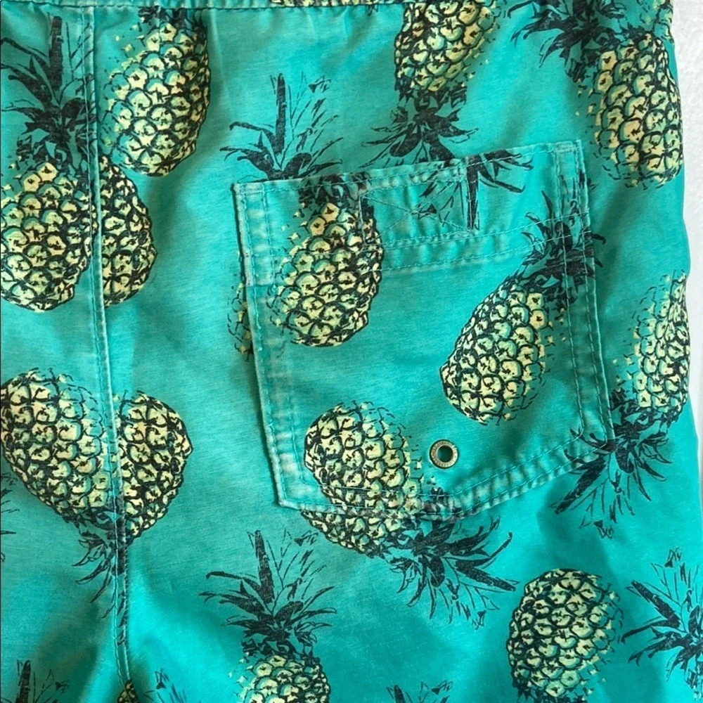 Abercrombie Kids Teal Pineapple Print Swim Trunks